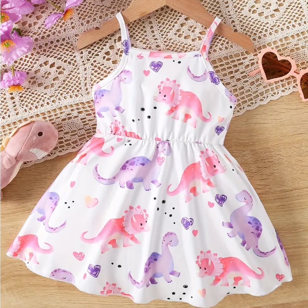 🌵. Infant Baby Summer Dinosaur Pattern Cami Dress NWOT NWOT